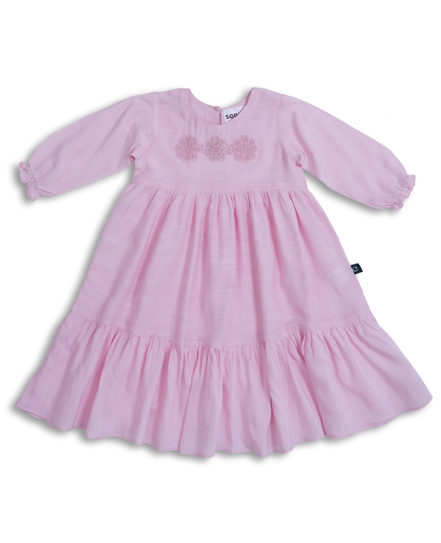 baby pink color frock for kids with soft silk khaddar fabric and beautifully stitching from straight outta pakistan kids eastern collection in netherlands and eastern kids collection in Europe