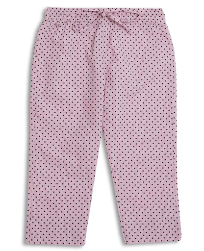 Perfect soft pink cotton kurta pajama set with black polka dots, featuring a round neck and button placket, laid flat on a pink background. Watm and Soft fabric is perfect to pair with sweater or jacket in this weather to give a perfect look for November wear. Made with love in Pakistan for eastern clothing to be worn in Europe and Worldwide