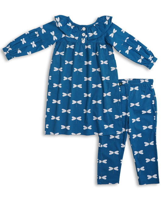 Soft Cotton Corduroy Kids Set — Frock + Trouser