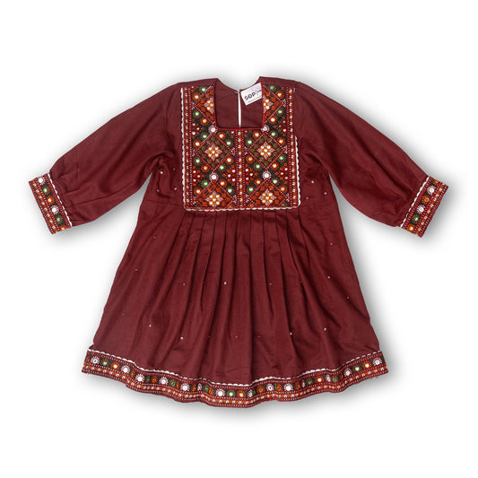 Exclusive Maroon Frock & Shalwar - Cultural Kids Dress